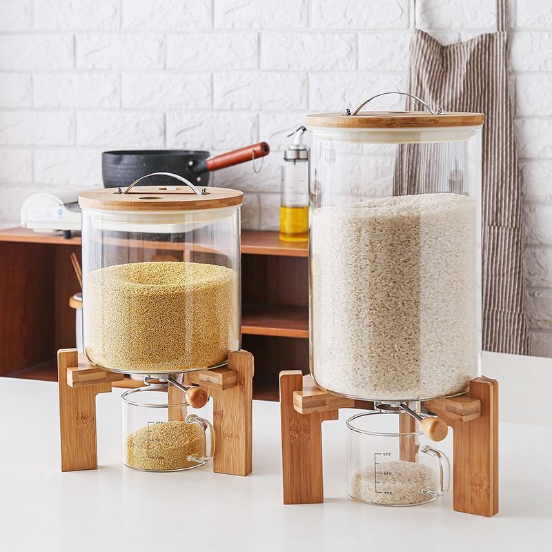 Glass Rice Bucket Household Insect-Proof Moisture-Proof Sealed Rice ...