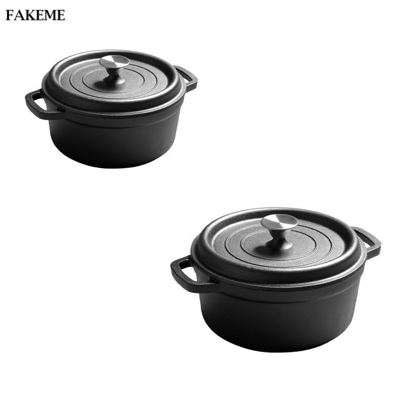 FAKEME Cast Iron Dutch Oven Pot Multipurpose Cookware Sturdy with Lid ...