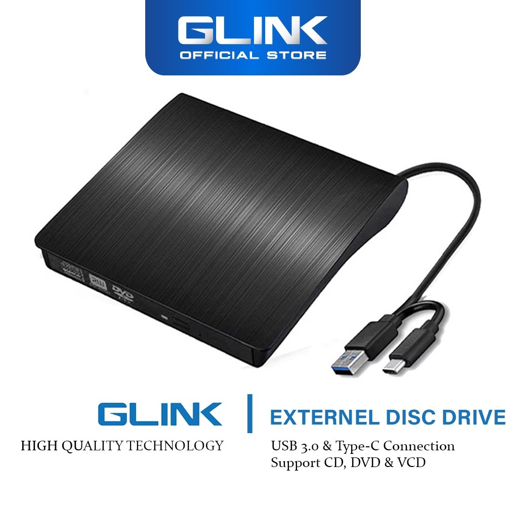 Glink External DVD RW Disc Drive with USB 3.0 & Type-C Connection ...