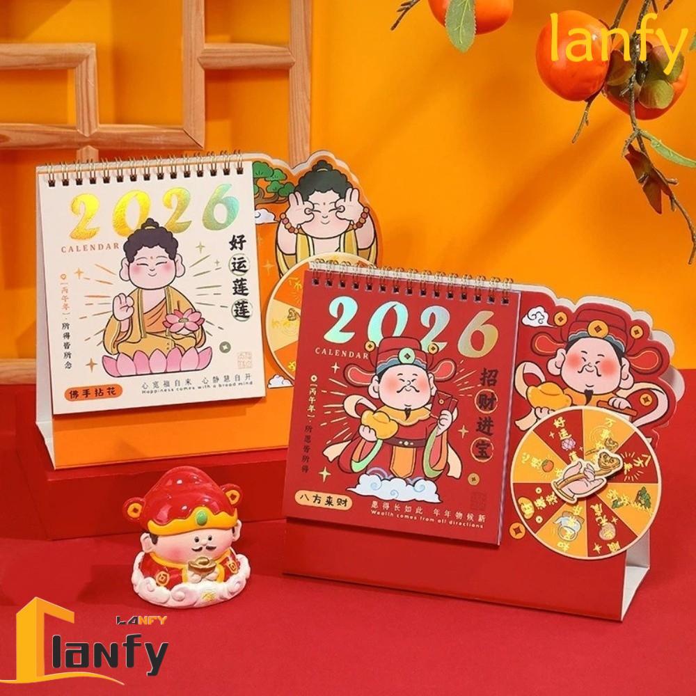 LANFY Table Calendar, Double Coil Traditional Desktop Calendar ...