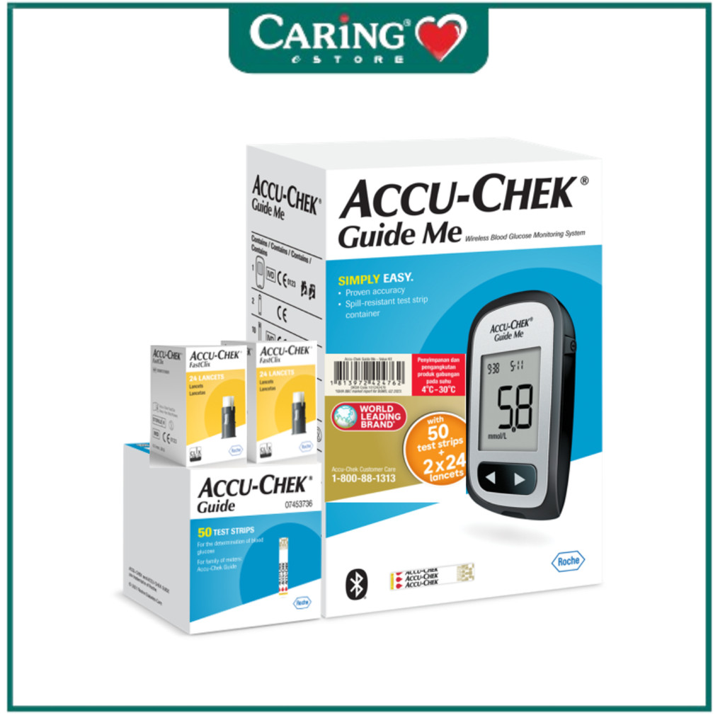 ACCU-CHEK GUIDE ME BGM + GUIDE STRIP 50S + FASTCLIX LANCET 24SX2 ...