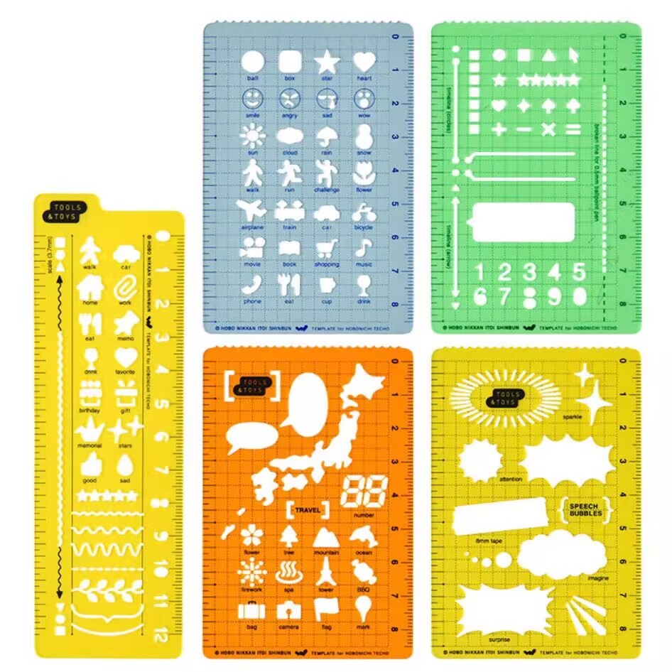 HOBONICHI Template Ruler Five Options Handbook Template Ruler Ruler ...