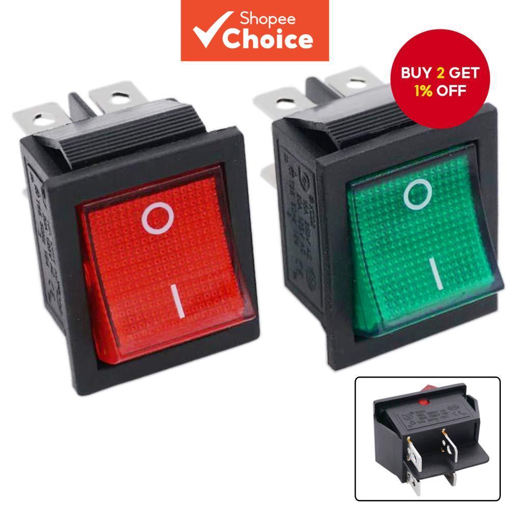 KCD4 Rocker Switch 4 Pin Rocker Switch DPST ON/Off Red Illuminated Snap ...