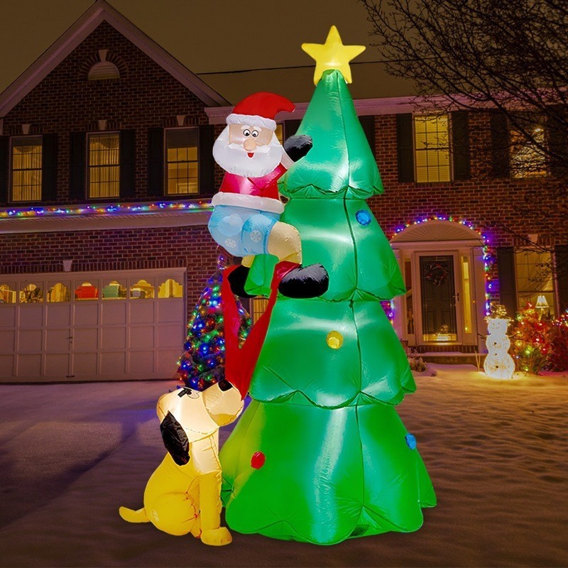 Cross-border Christmas inflatable puppy pulling down pants Santa Claus ...