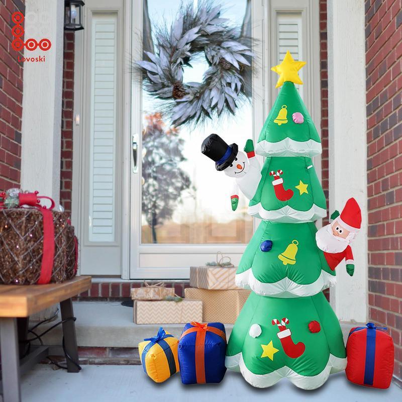 Lovoski Giant Inflatable Santa LED Light up Stable Yard Decoration Lawn ...