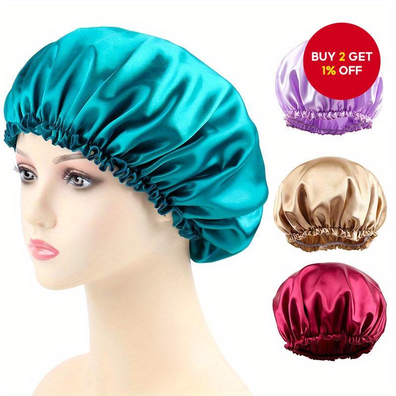 Lace Satin Beauty Cap for Women, Solid Color Hair Care Shower Cap, Home ...