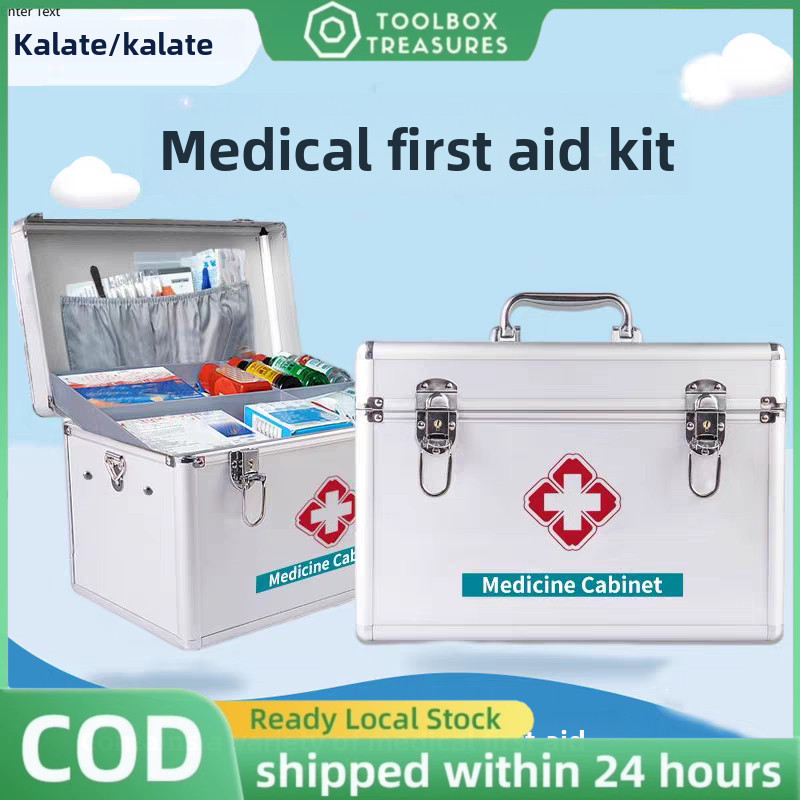 Family Medical Kit (Empty Box) Aluminum Alloy Large Capacity First Aid ...