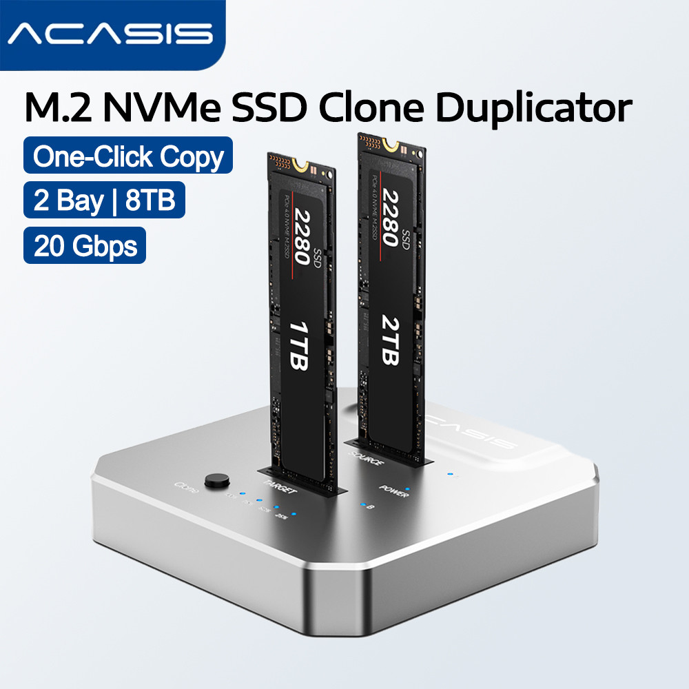 Acasis 20Gbps NVMe M.2 Duplicator Dual-Bay M.2 NVME ssd cloner Offline ...
