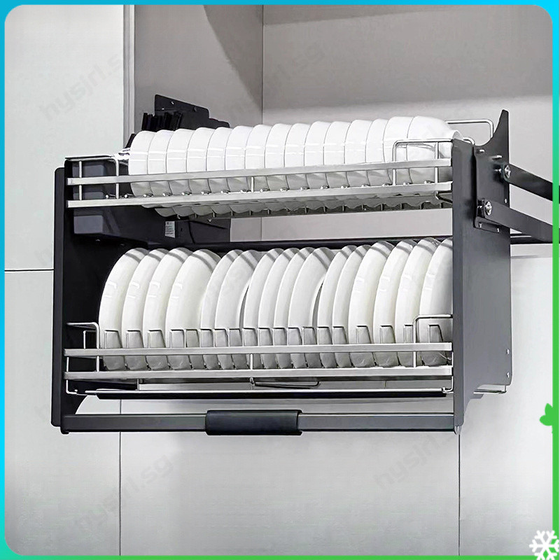 304 Stainless Steel Dish Rack with Lift Mechanism Pull-Down Cabinet ...
