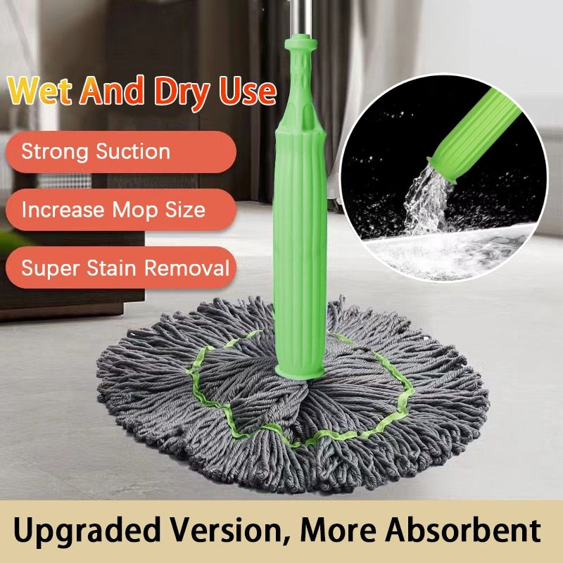 2In1 Dehydrating Mop Lantai Spin Wash Free Quick Dry Mop Squeeze Mop ...