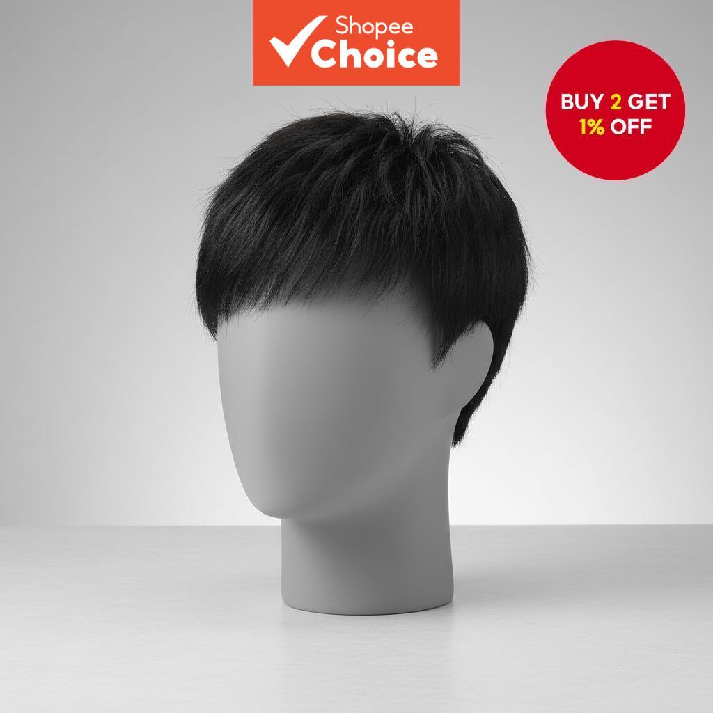 Men's Short Hair Toupee Wig for Bald Spots and Gray Hair Coverage ...