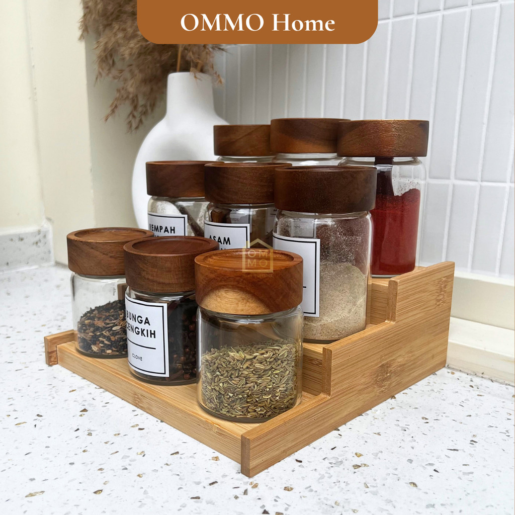 OMMO Naema Bamboo Spice Rack Tier Extendable Kitchen Rack Organizer ...
