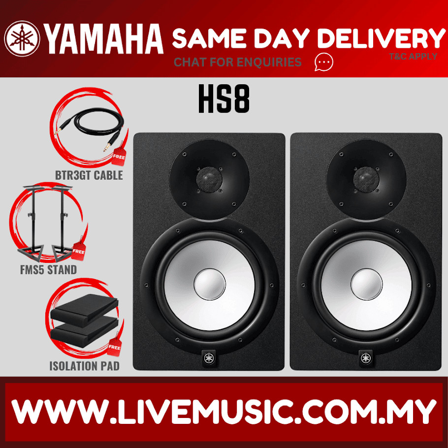 Yamaha HS8 8 inch Powered Studio Monitor Speaker With Desktop Monitor ...
