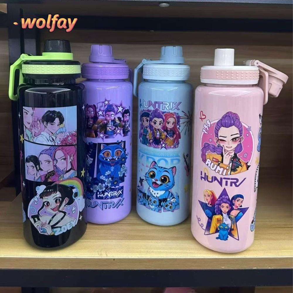 YOLANDA K-Pop Demon Hunters Water Bottle, 1000ML Cartoon Sports Water ...