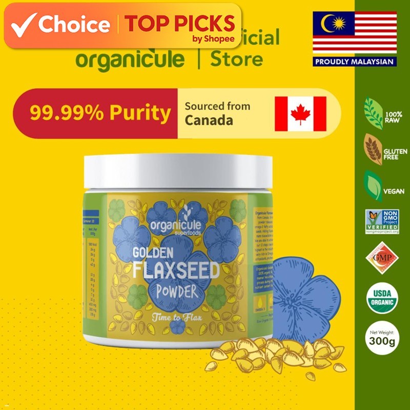 Organicule Golden Flaxseed Powder [300g] | High in Protein | High in ...