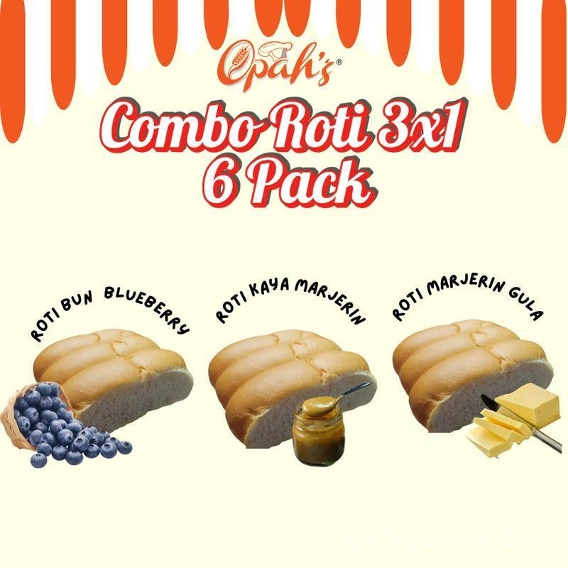 Opah's 6 Pack Roti Legend 3x1 Set Combo 3Perisa Kaya Marjerin, Marjerin ...