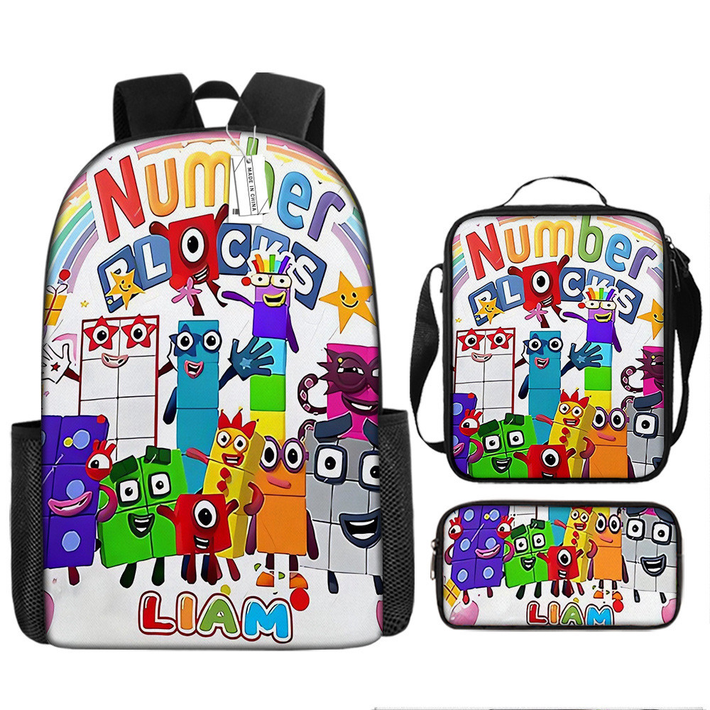20L Primary and Secondary Numberblocks School Bag Set 16-inch Cartoon ...
