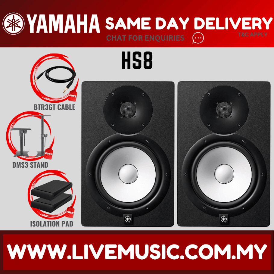 Yamaha HS8 8 inch Powered Studio Monitor Speaker With Desktop Monitor ...