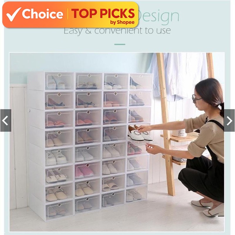 [Local] Shoe Storage Box Stackable Durable PP Plastic Shoe Organizer ...