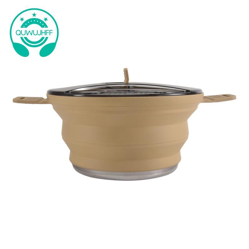 Outdoor Folding Pot Silicone Hiking Cooking Pot Portable Picnic Pot ...