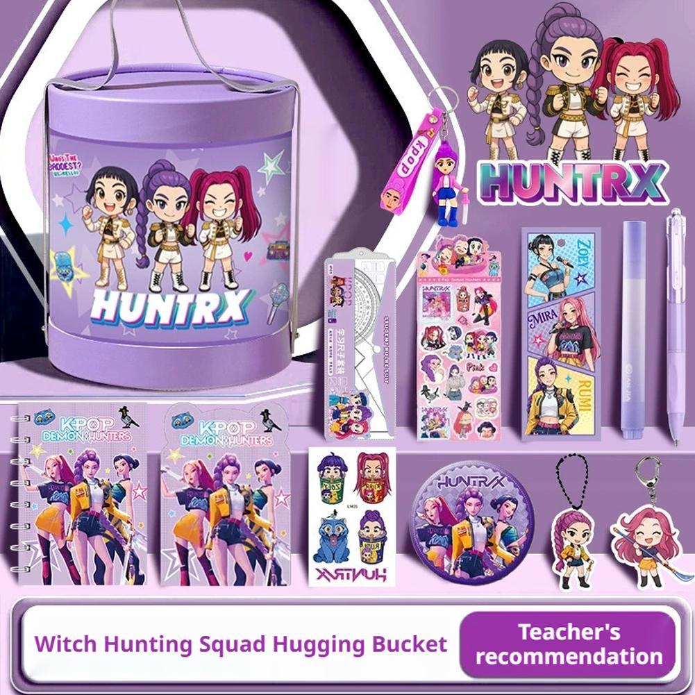 Kpop Demon Hunters Stationery Set Cartoon HUNTRX Pen Ruler Keychain Set ...