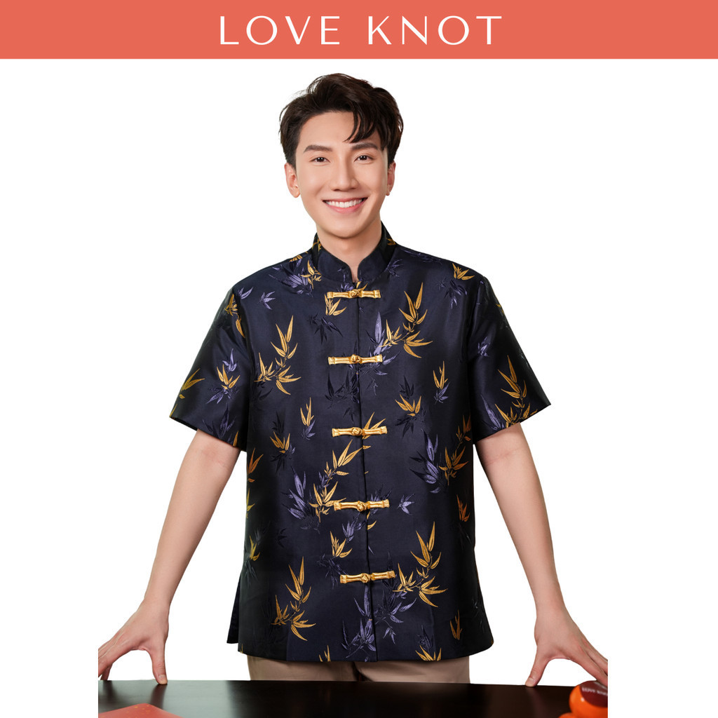 Huang Men’s Bamboo Jacquard Samfu Top (Navy Blue) | Shopee Malaysia