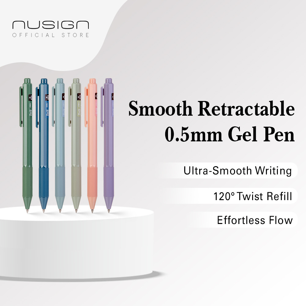 Nusign Smooth Retractable 0.5mm Gel Pen - Black School Office ...