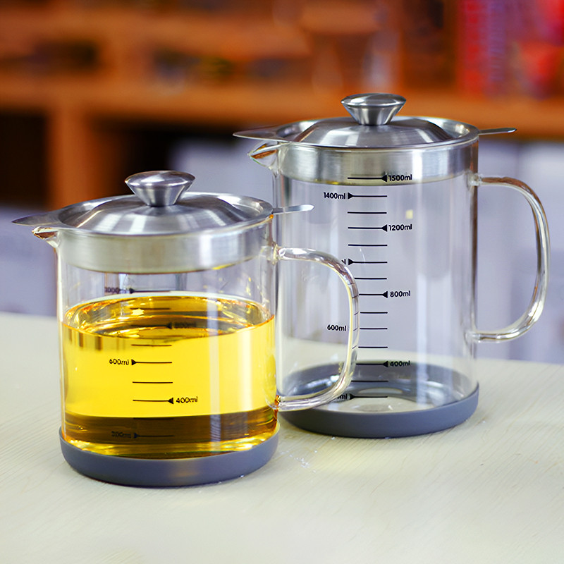 1000ml Oil Filter Pot Kitchen Glass Oil Storage Separator Container Jar ...