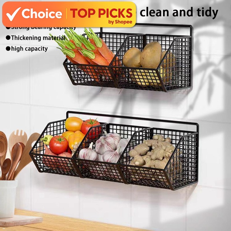 1/2/3-Tier Wall-Mounted Kitchen Storage Basket – Kitchen Storage Rack ...