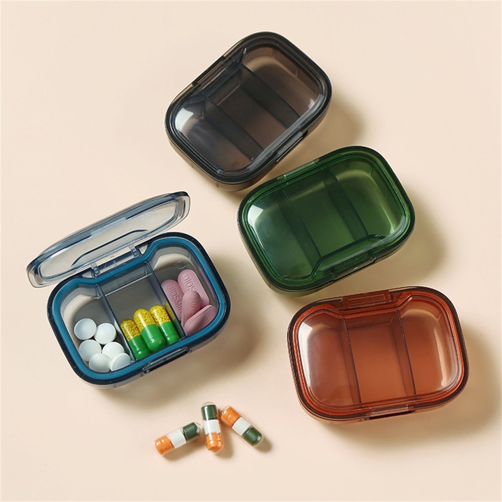 Mini Pill Box, Three Compartments Transparent Small Medicine Box, Pill ...