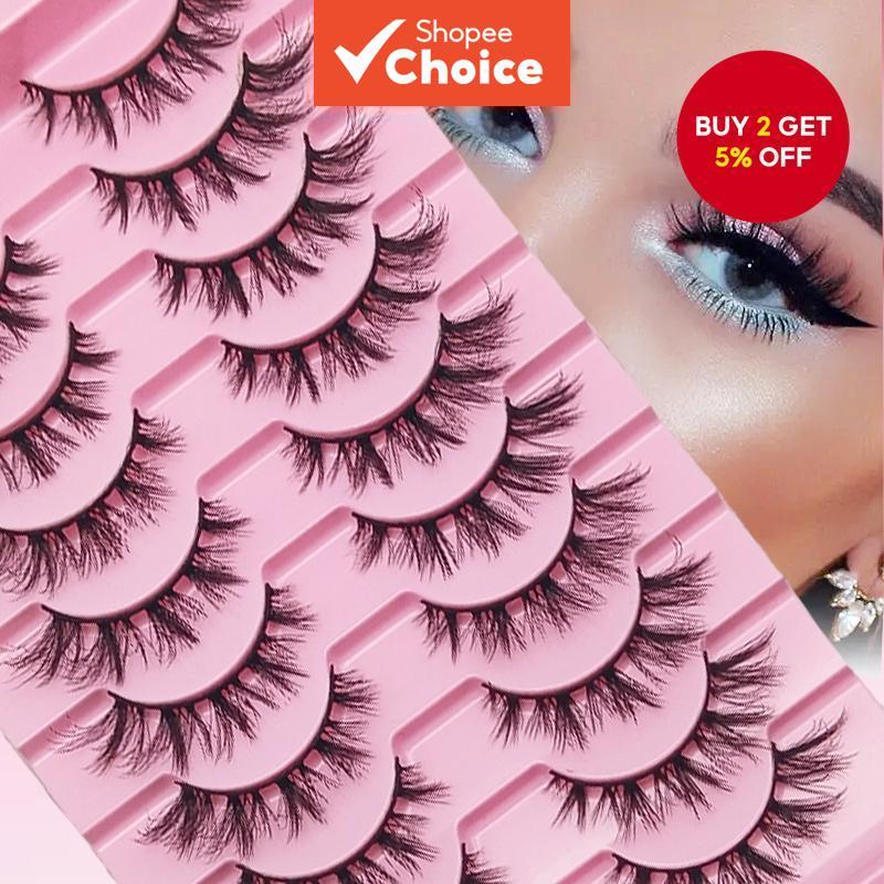 10 Pairs Winged Lashes, 0.31-0.47 Inch One-Piece Natural Curl, Mango ...