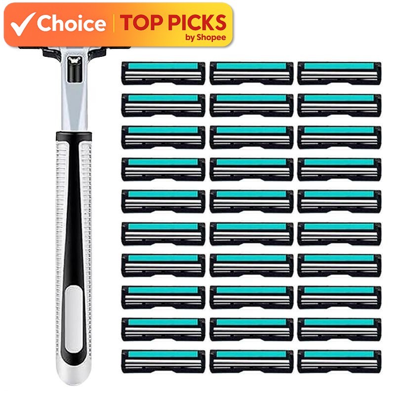 Razor and Blade Set with Wall Holder – 1 Razor, 30 Blades, Self ...