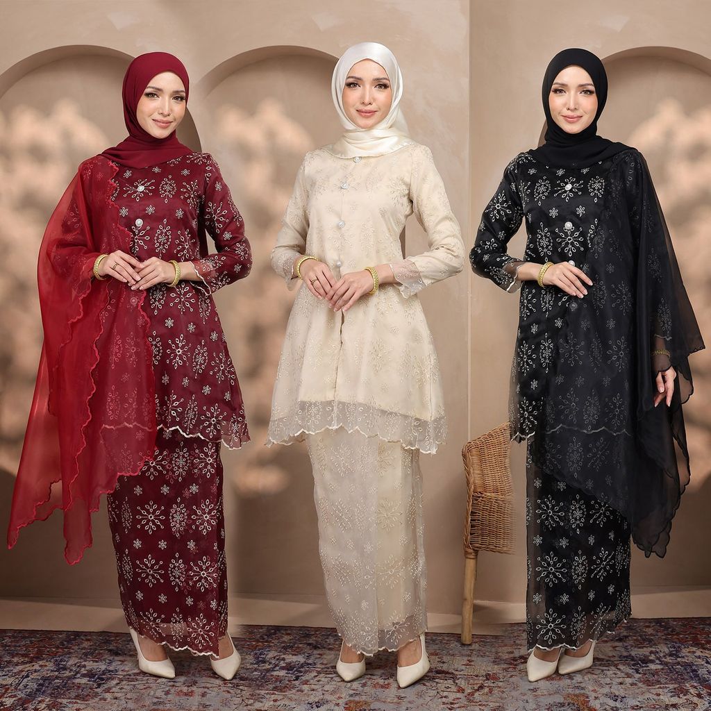 CHINDAI KURUNG RIAU BOTTON Organza Lace By Maribeli Butik PLUS SIZE 5XL ...