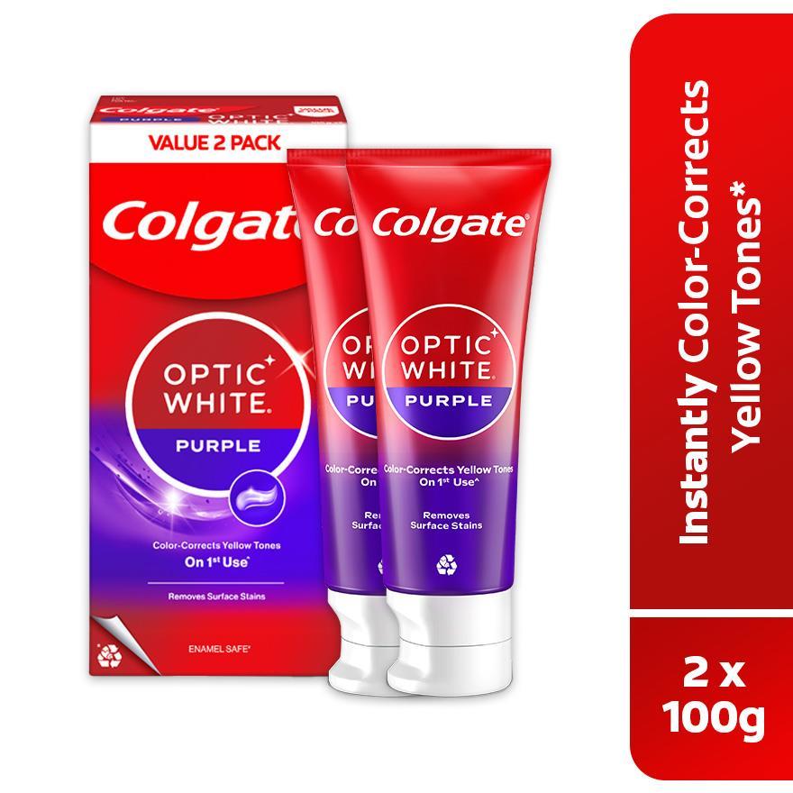 Colgate Optic White Purple Whitening Toothpaste 2x100g | Shopee Malaysia