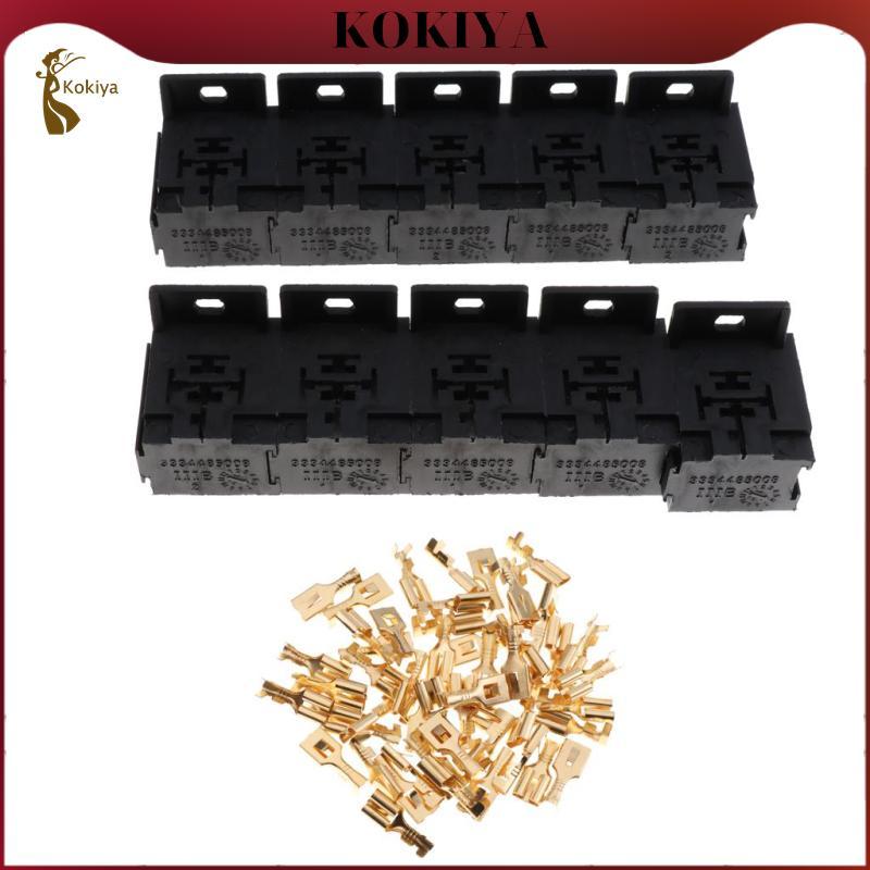 [kokiya] 10 Pcs Automotive 5 Pin Relay Socket Holders with 6.3mm Copper ...