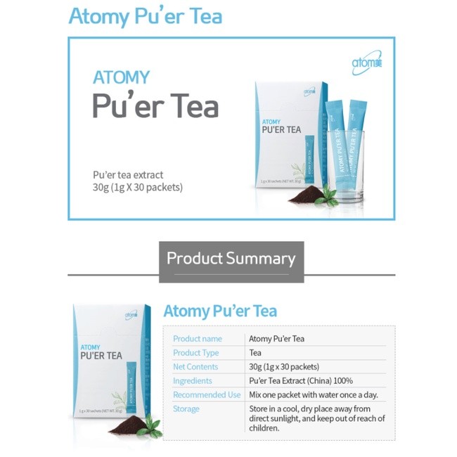 [3 box free 1] ☑️降低血液中的膽固醇 Atomy Slim body puer tea 30stick 1boxEXP 06 ...