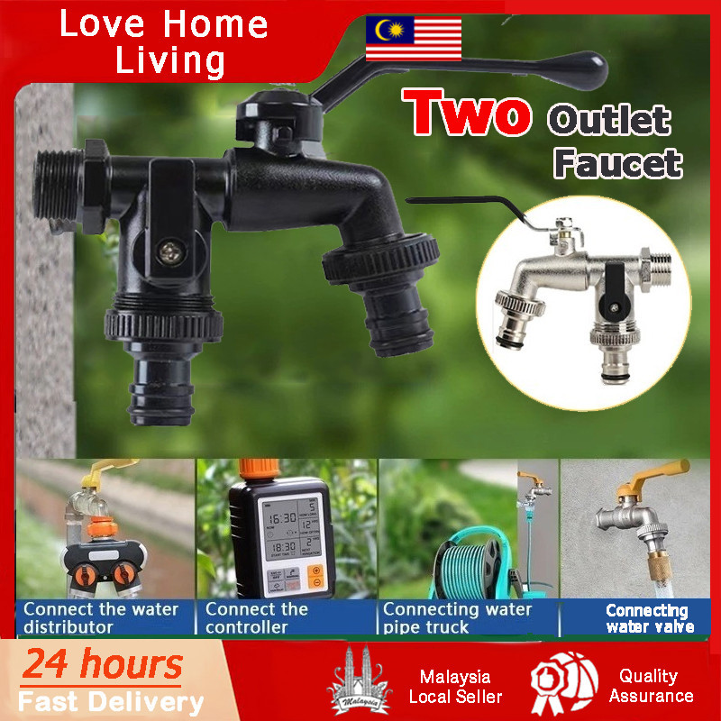 Outdoor Faucet 2 Way Faucet Threaded Double Spout Outdoor Faucet ...