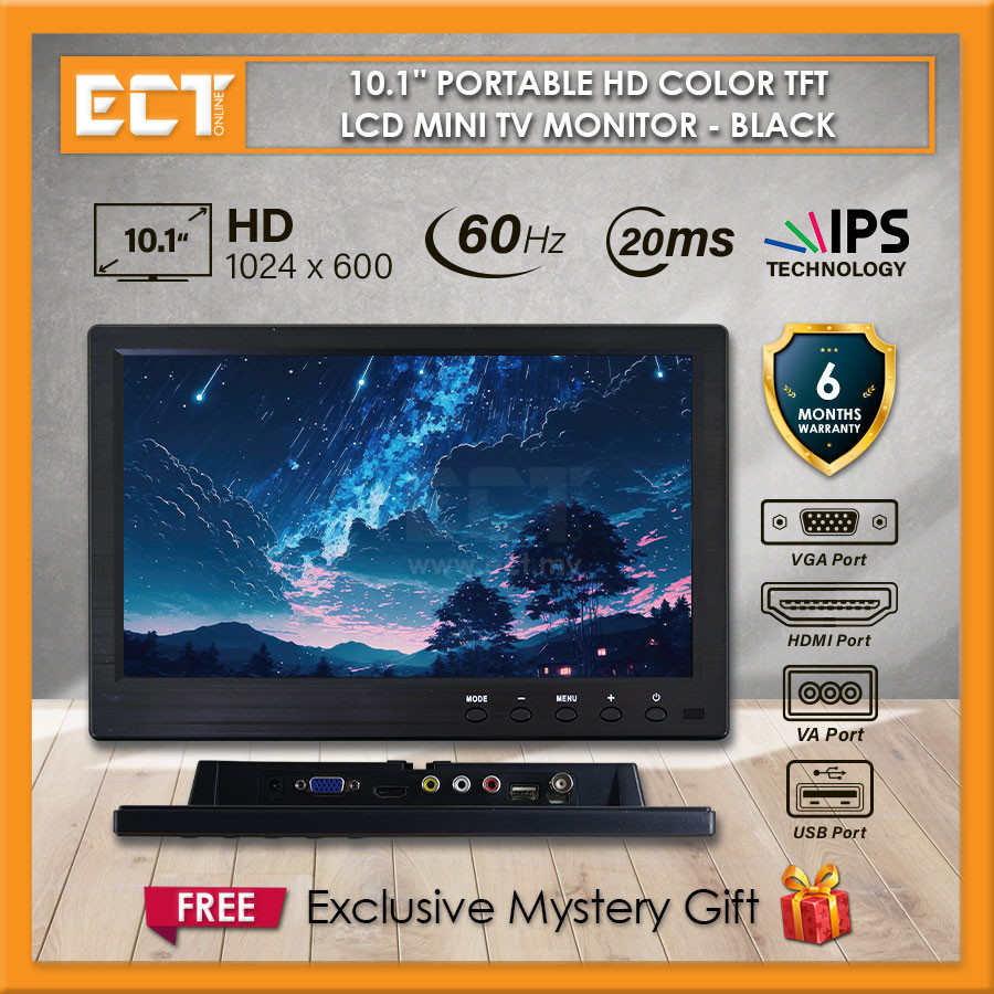 10.1'' Portable HD Color TFT LCD Mini TV MONITOR (VGA, HDMI, AV ...