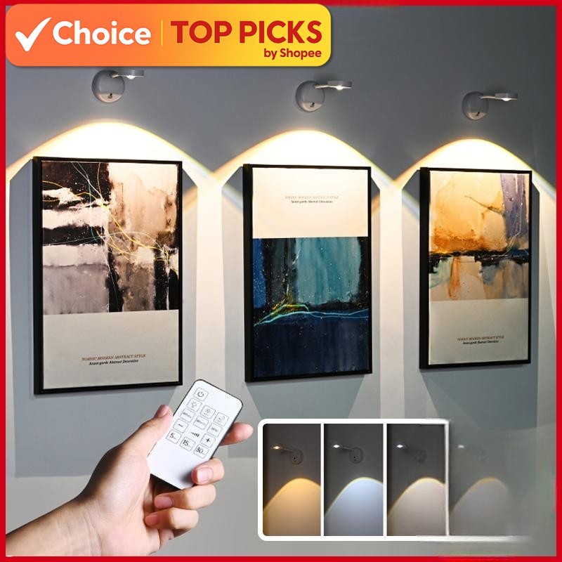 LED Motion Sensor Wall Light With Remote Control Spotlight Wireless USB ...