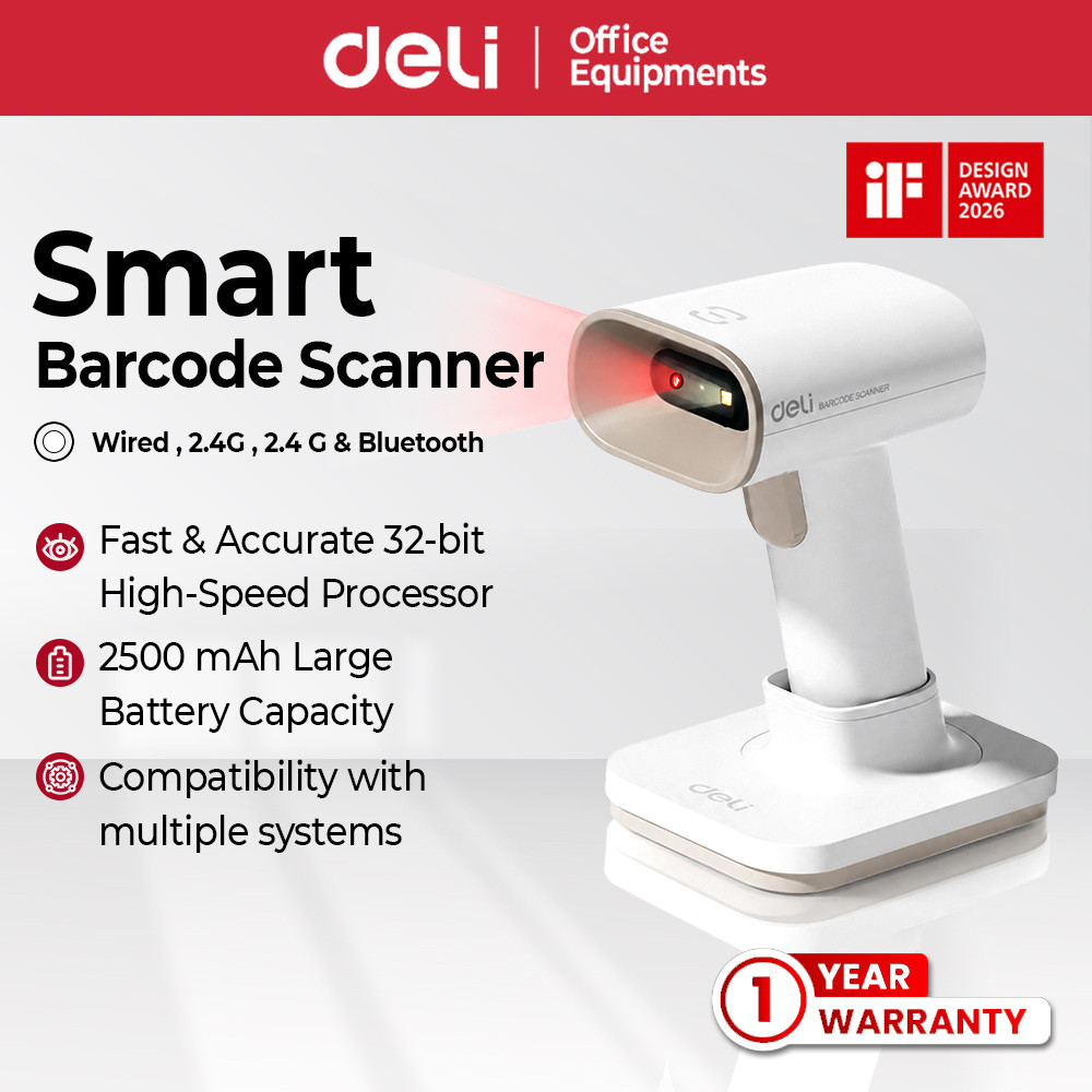 Deli Wireless Barcode Scanner 2D QR&1D | USB/Bluetooth Handheld Scanner ...