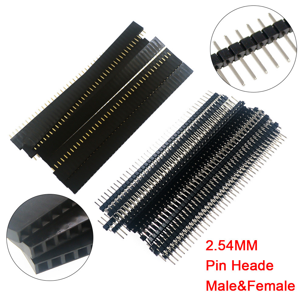 20 Pcs 10 Pairs 40 Pin 1x40 Single Row Male And Female 2.54 Breakable ...