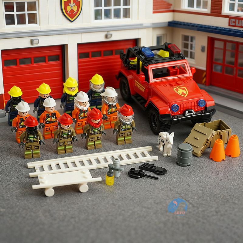 12pcs/set Fireman Dolls Firefighting Rescue Team Fire Truck City People ...
