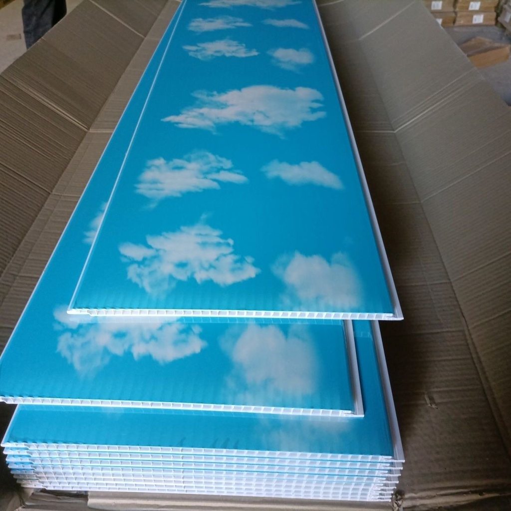 Panel siling plastik PVC, bahan hiasan bumbung langit biru dan awan ...