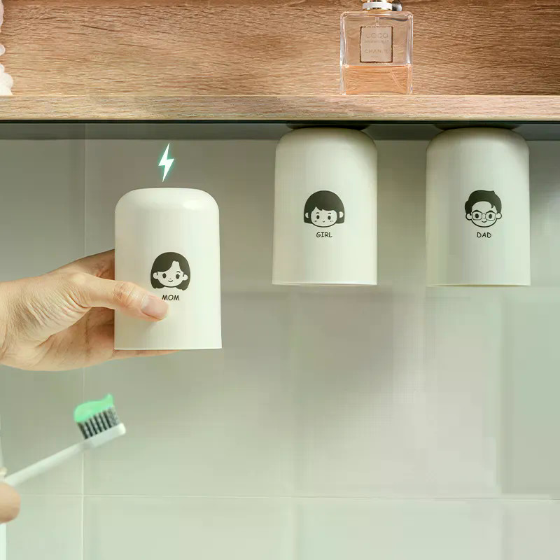 Cabinet Bottom Magnetic Mouthwash Cup Shelf Family Four Mouths Parent ...