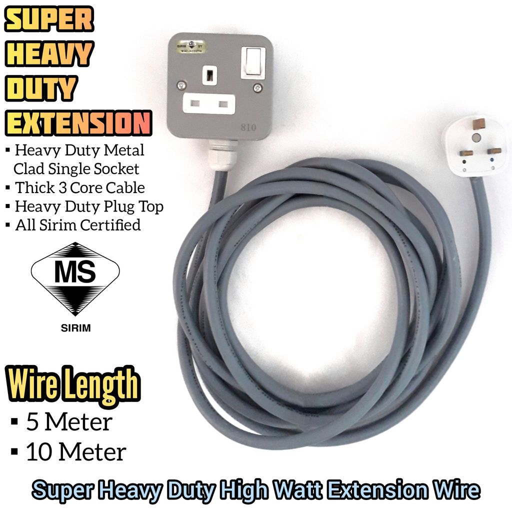 Super Heavy Duty 5M/10M Extension wire ( Super High Watt) | Shopee Malaysia