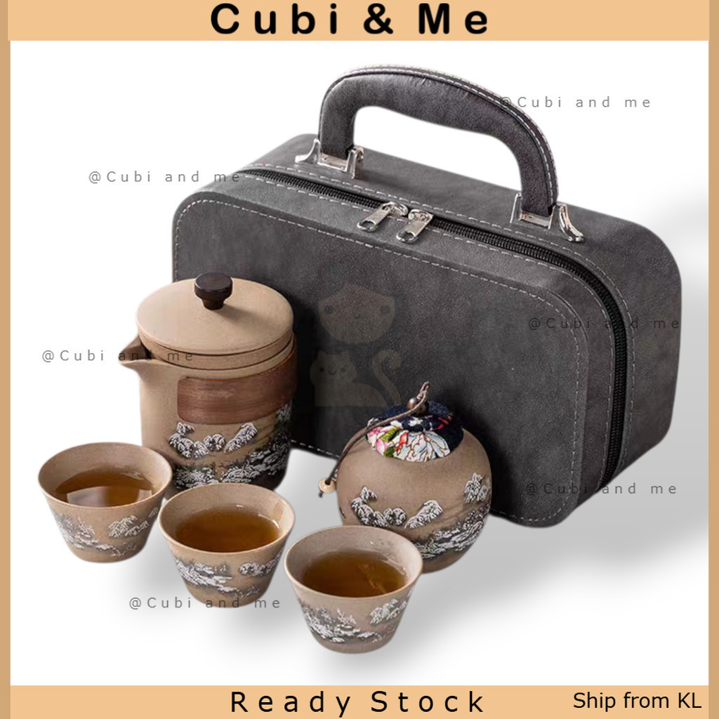 C&M Set Teh Perjalanan Seramik Dengan Beg | Ceramic Travel Tea Set with ...