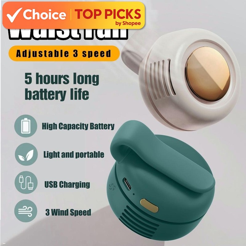 Portable Mini Waist Fan silent kipas bladeless electric fan adjustable ...