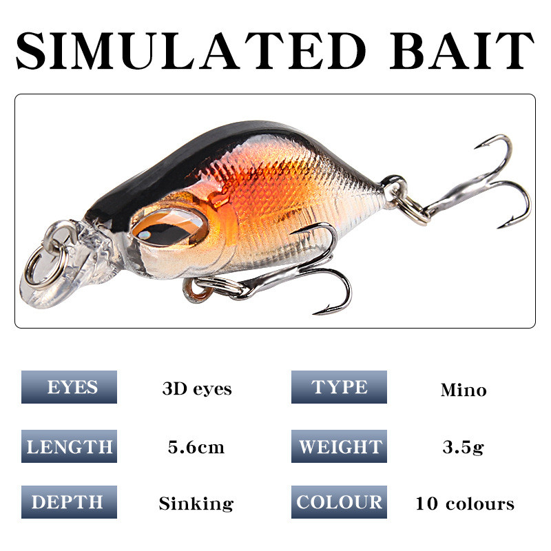 New Plastic Hard Bait Ten-Color Submerged Mini Fatty Minnow Fake Bait 4 ...