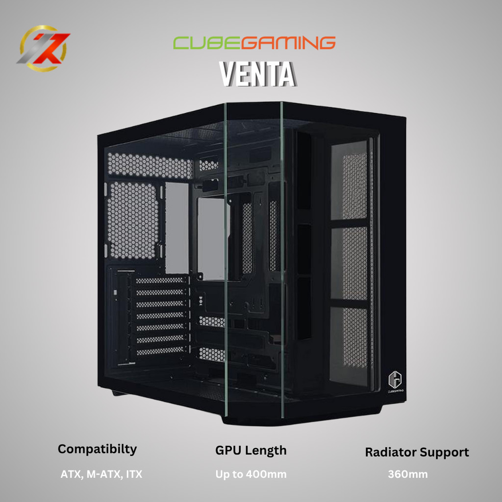 CASING CUBE GAMING VENTA (BLACK) - ATX Gaming Case - Panoramic View ...