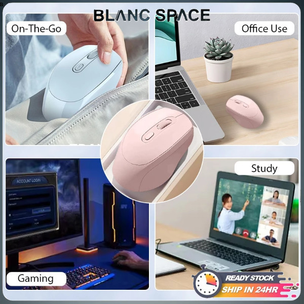 [BS] Wireless Mute Mouse Silent Button Computer Laptop PC Mini Receiver ...
